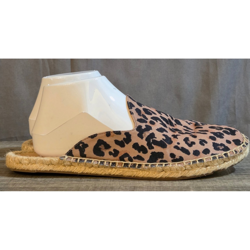 J.Crew Animal Print Espadrille Mule Flat Shoes Women's Size 9 Brown Black